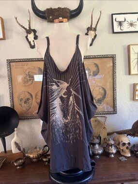 Black Graphic Horse Tank Dress